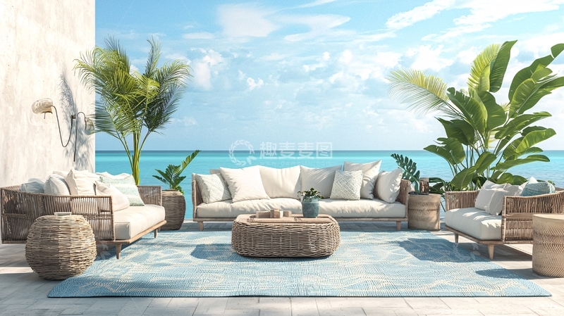 高清大图下载【趣麦麦图】海边度假风户外客厅