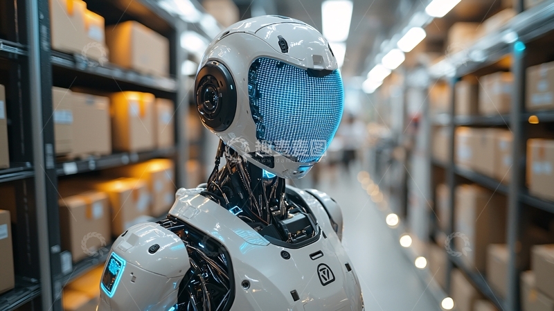 高清大图下载【趣麦麦图】仓库里的人形机器人