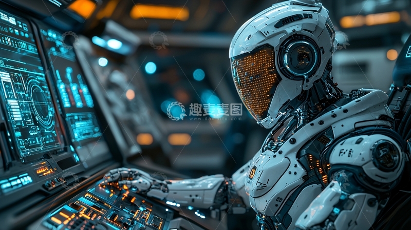 高清大图下载【趣麦麦图】未来科技驾驶舱机器人