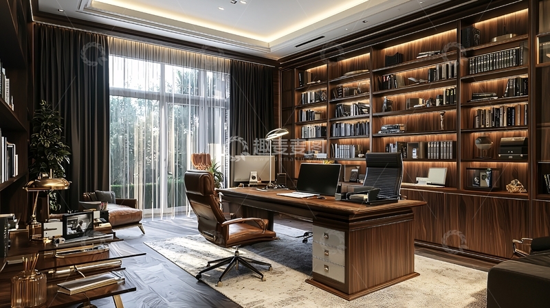 高清大图下载【趣麦麦图】奢华书房设计