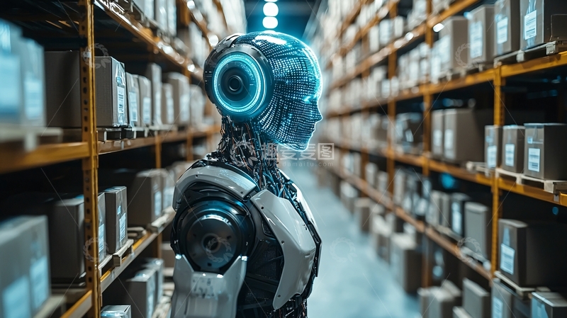 高清大图下载【趣麦麦图】仓库里的人形机器人