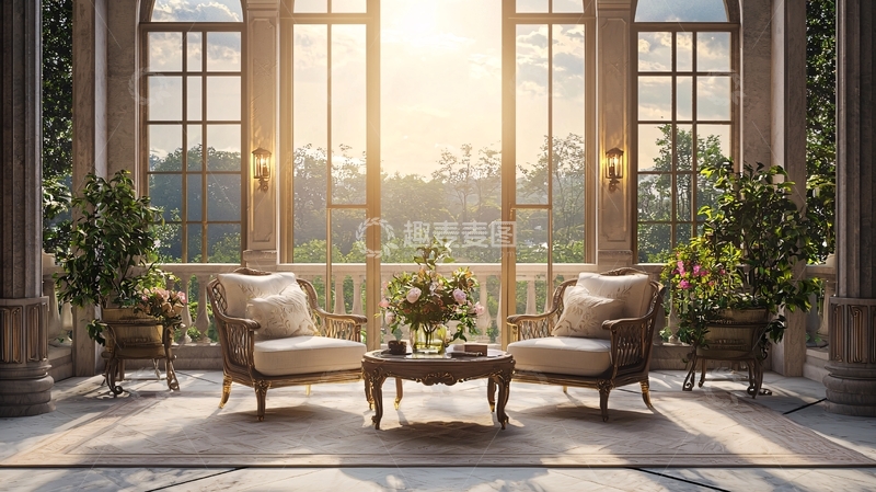 高清大图下载【趣麦麦图】阳光洒进欧式客厅
