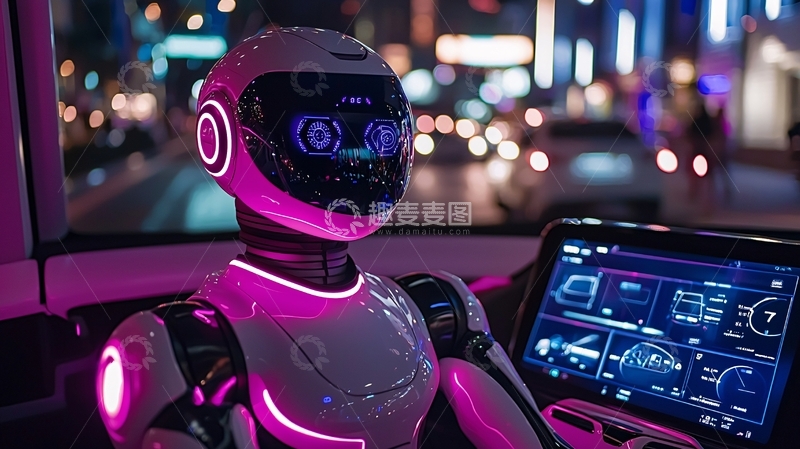 高清大图下载【趣麦麦图】未来感的机器人司机