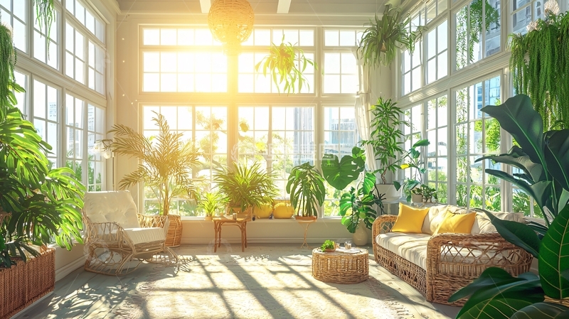 高清大图下载【趣麦麦图】阳光洒满房间的室内花园