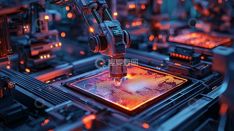高清大图下载【趣麦麦图】精密机械正在处理芯片