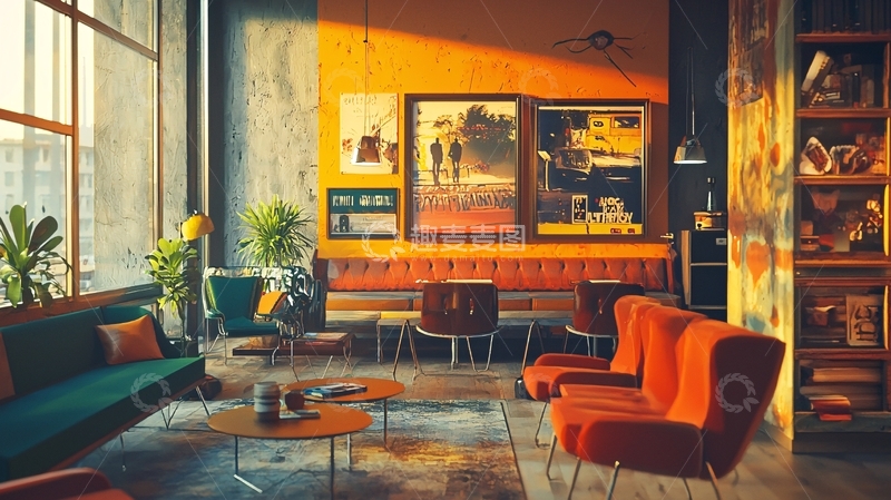 高清大图下载【趣麦麦图】复古工业风客厅