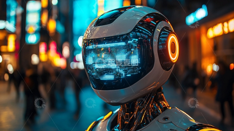 高清大图下载【趣麦麦图】未来城市中行走的机器人