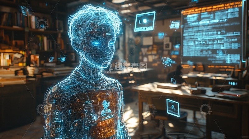 高清大图下载【趣麦麦图】蓝色未来感少年