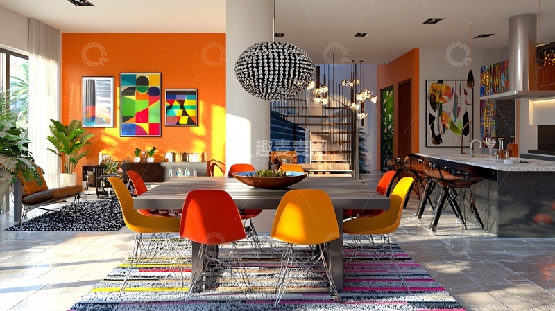 高清大图下载【趣麦麦图】明亮现代开放式客厅