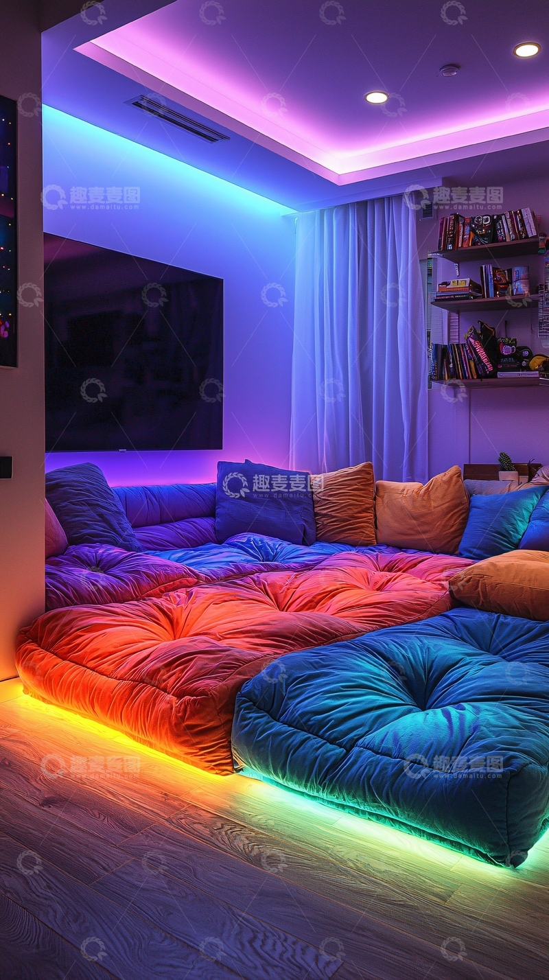 高清大图下载【趣麦麦图】舒适多彩的客厅角落