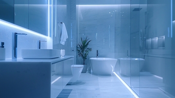 现代简约蓝色调浴室