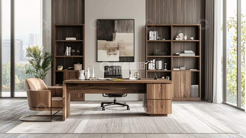 高清大图下载【趣麦麦图】现代简约轻奢办公桌组合