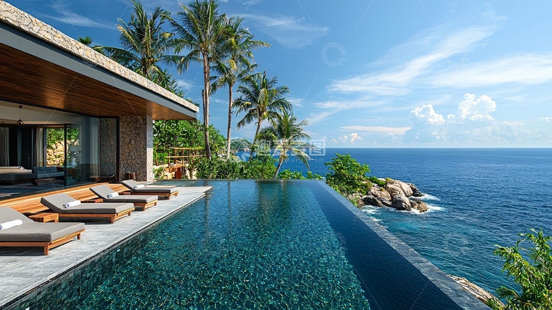 高清大图下载【趣麦麦图】海景别墅泳池度假