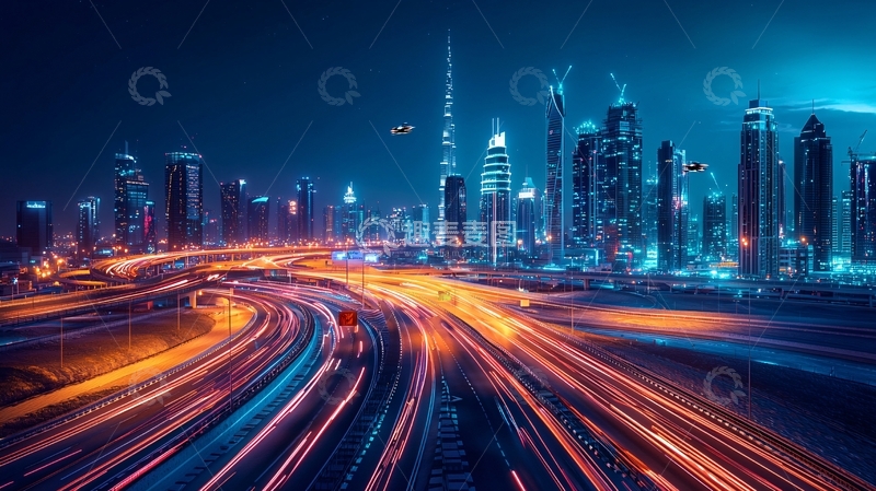 高清大图下载【趣麦麦图】未来感城市夜景