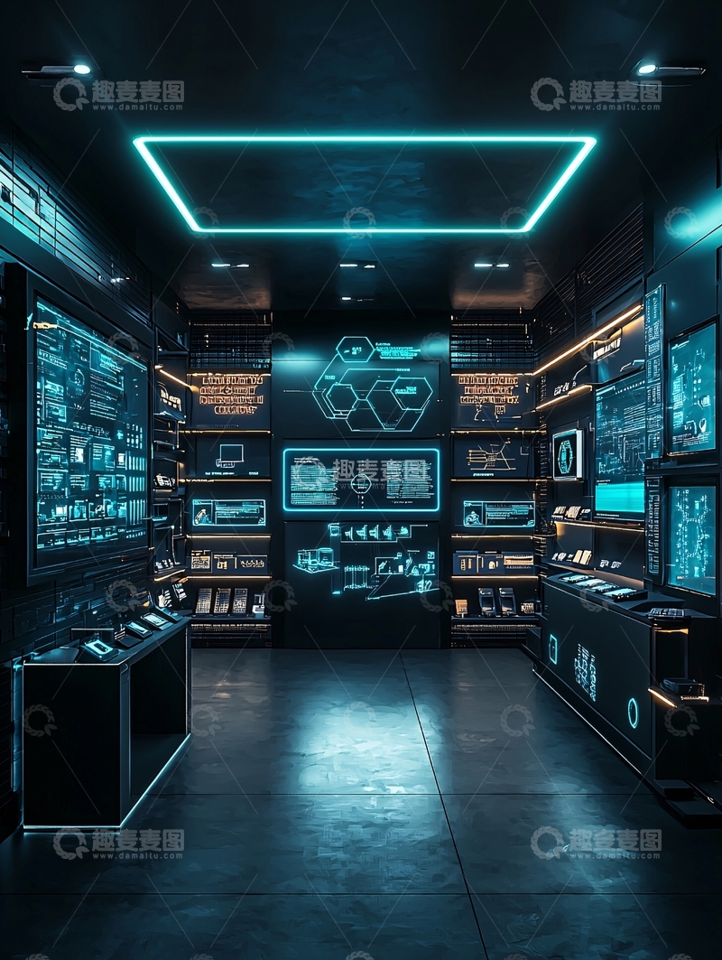 高清大图下载【趣麦麦图】未来科技控制室
