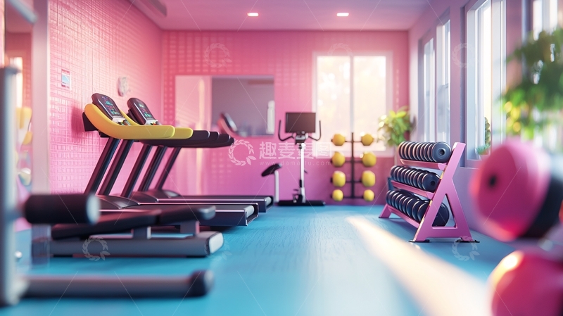 高清大图下载【趣麦麦图】粉色健身房