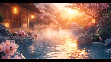 樱花温泉日出