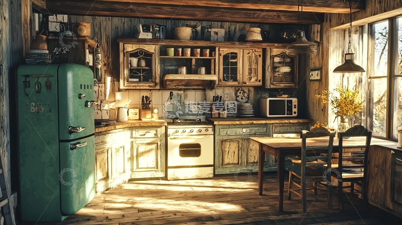 高清大图下载【趣麦麦图】复古乡村厨房