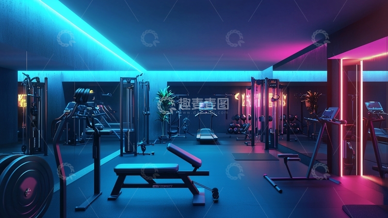 高清大图下载【趣麦麦图】炫酷健身房灯光设计
