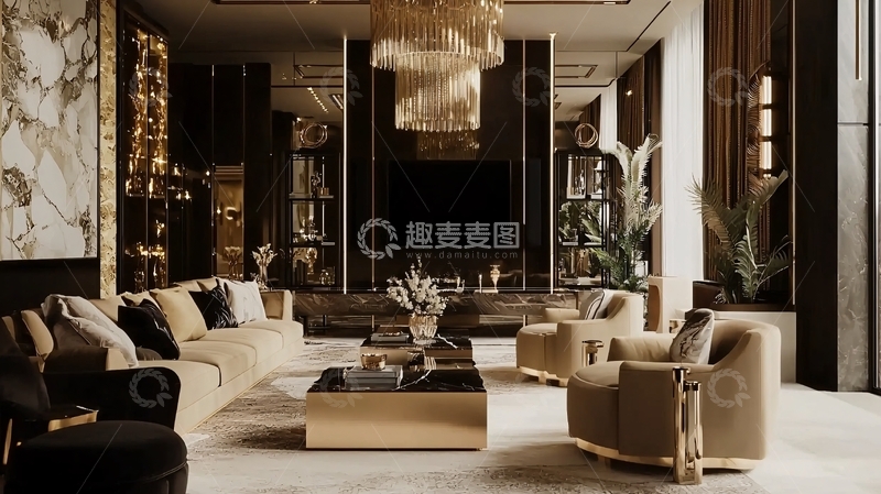 高清大图下载【趣麦麦图】奢华现代风格客厅