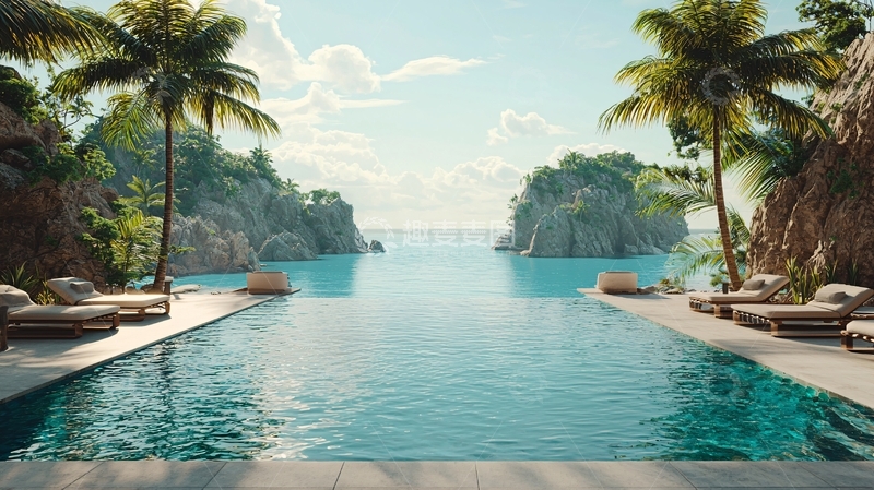 高清大图下载【趣麦麦图】热带海岛泳池美景
