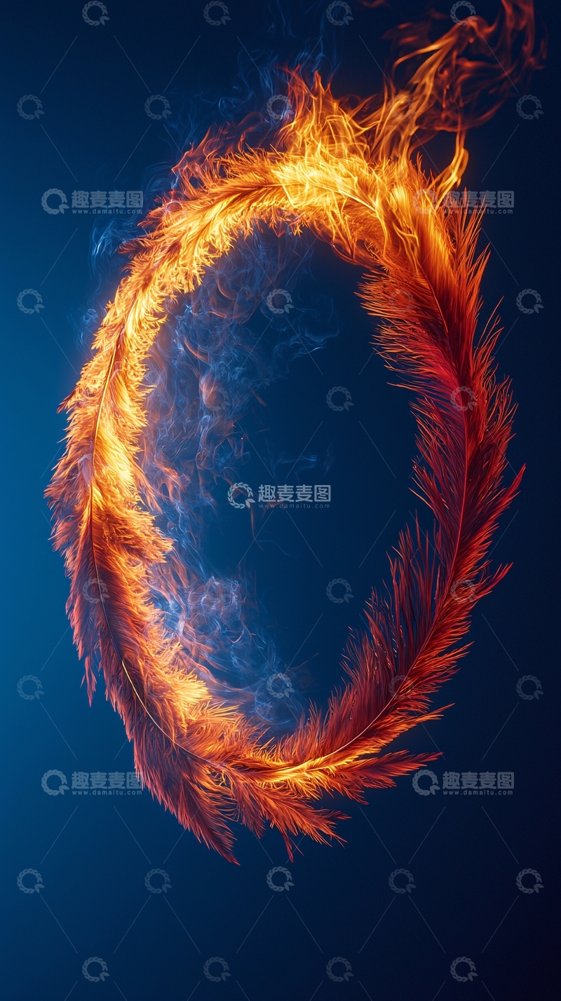 高清大图下载【趣麦麦图】燃烧的羽毛形成圆环