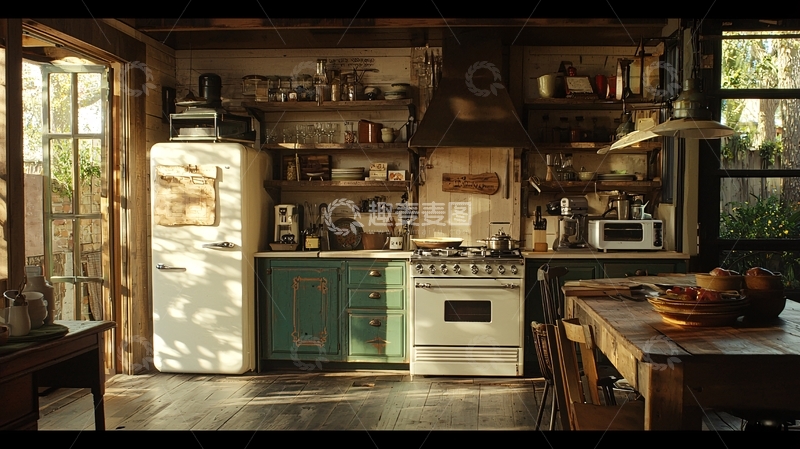 高清大图下载【趣麦麦图】阳光洒进乡村厨房