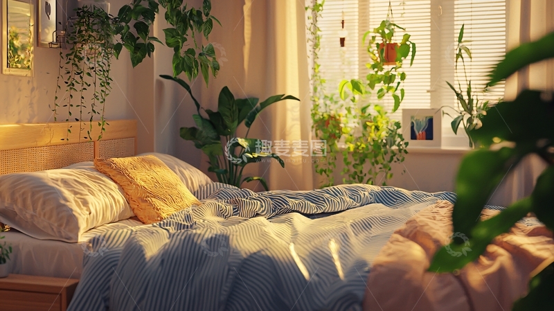 高清大图下载【趣麦麦图】阳光洒满卧室的绿植