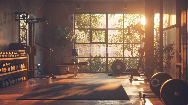 高清大图下载【趣麦麦图】阳光洒进健身房
