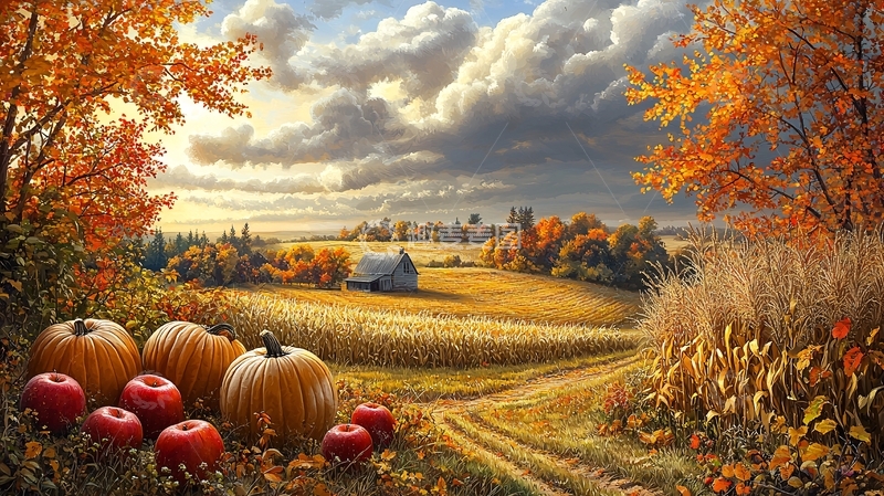 高清大图下载【趣麦麦图】秋日丰收的田园风光