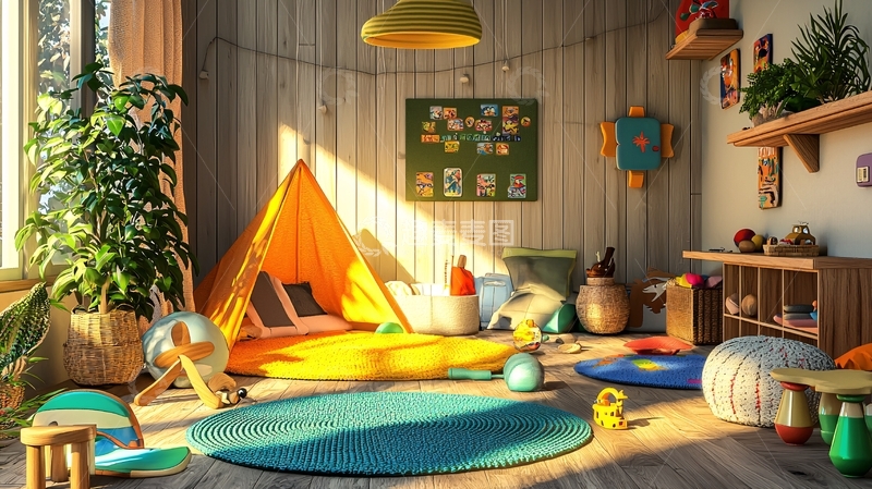 高清大图下载【趣麦麦图】温暖阳光儿童房