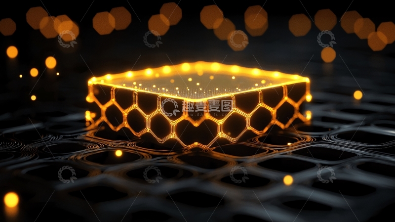 高清大图下载【趣麦麦图】金色科技感发光立方体