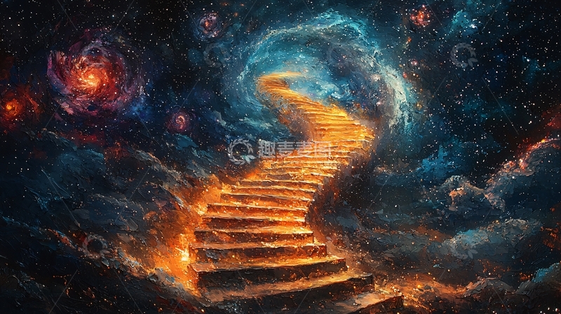 高清大图下载【趣麦麦图】通往宇宙星空的阶梯