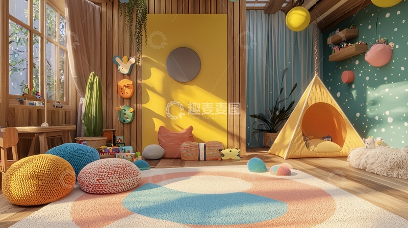 高清大图下载【趣麦麦图】阳光洒进儿童房