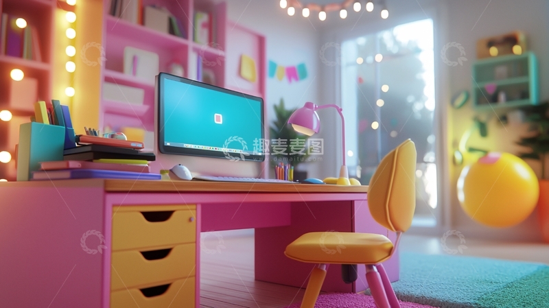 高清大图下载【趣麦麦图】-少女粉色房间