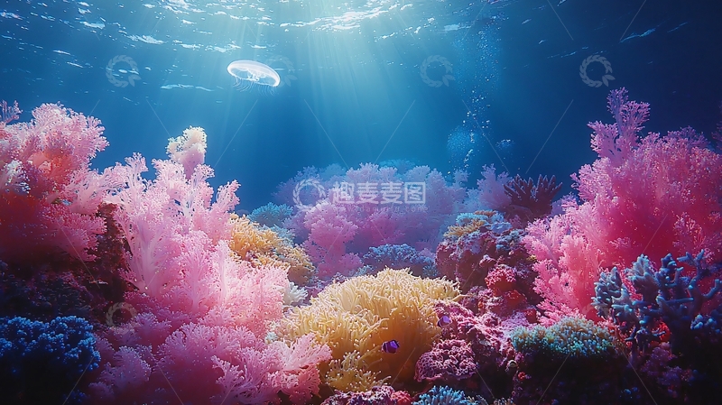 高清大图下载【趣麦麦图】水下珊瑚礁的梦幻场景