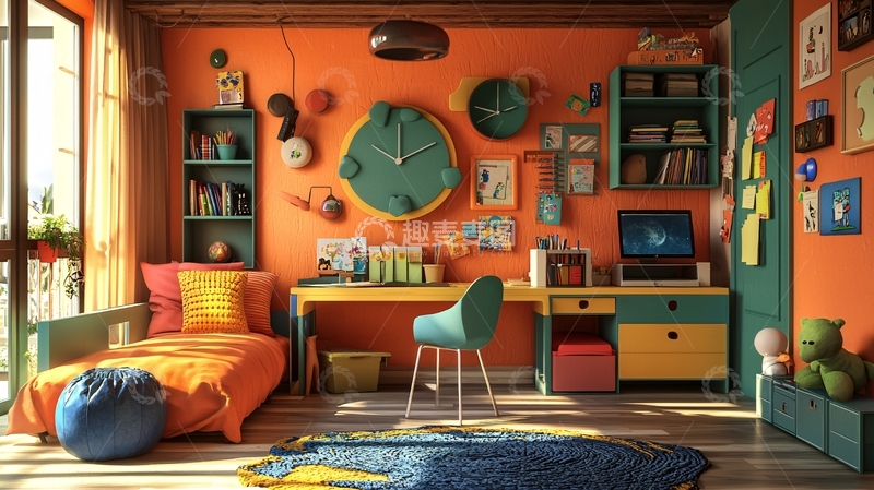 高清大图下载【趣麦麦图】橙色房间