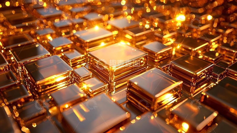 高清大图下载【趣麦麦图】金色立方体阵列