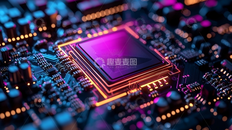 高清大图下载【趣麦麦图】科技感芯片电路板特写