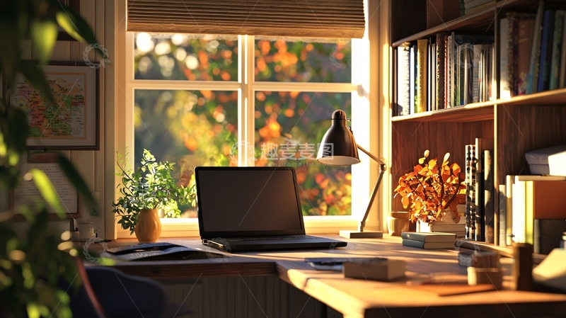 高清大图下载【趣麦麦图】温暖阳光洒满书桌