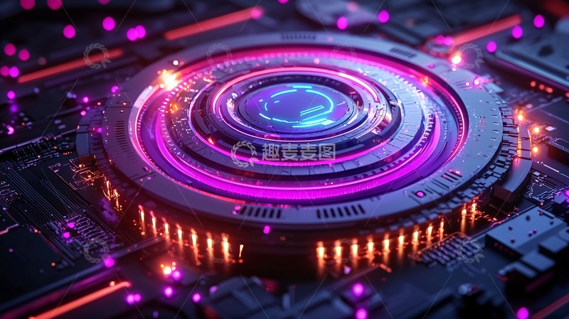 高清大图下载【趣麦麦图】未来科技感的圆形芯片