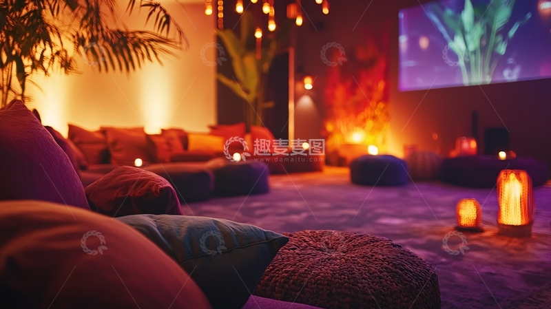 高清大图下载【趣麦麦图】暖色调舒适家居影院
