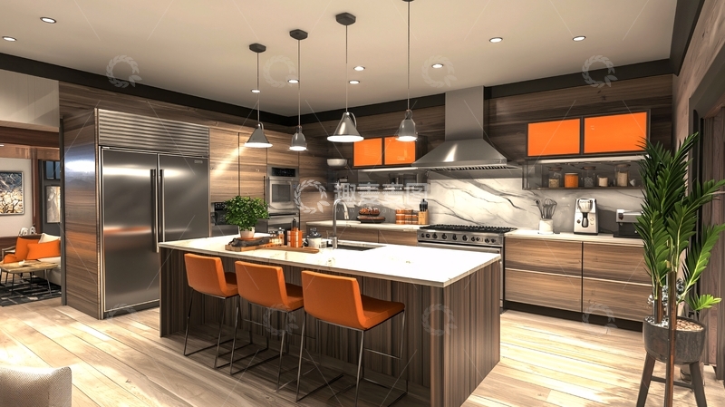 高清大图下载【趣麦麦图】现代风格开放式厨房设计