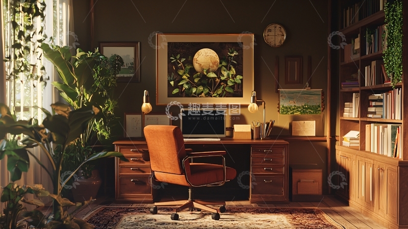 高清大图下载【趣麦麦图】复古书房