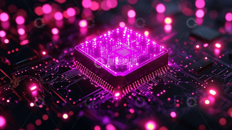 高清大图下载【趣麦麦图】紫色光芒的中央处理器