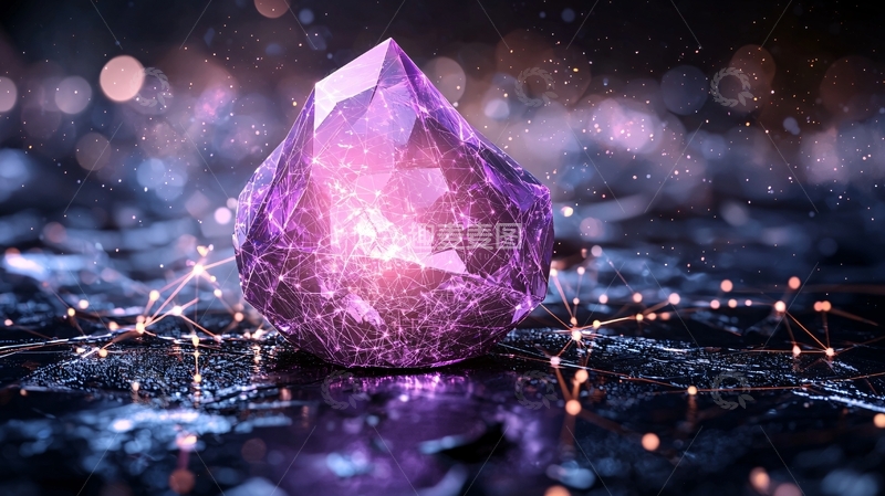 高清大图下载【趣麦麦图】紫色水晶发光科技感