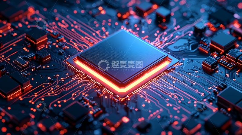 高清大图下载【趣麦麦图】芯片发光电路板特写