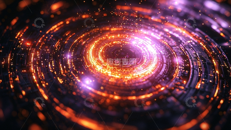 高清大图下载【趣麦麦图】旋转的橙紫色星云漩涡