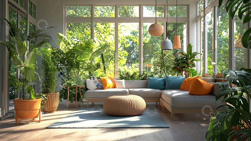 高清大图下载【趣麦麦图】阳光充足的室内花园