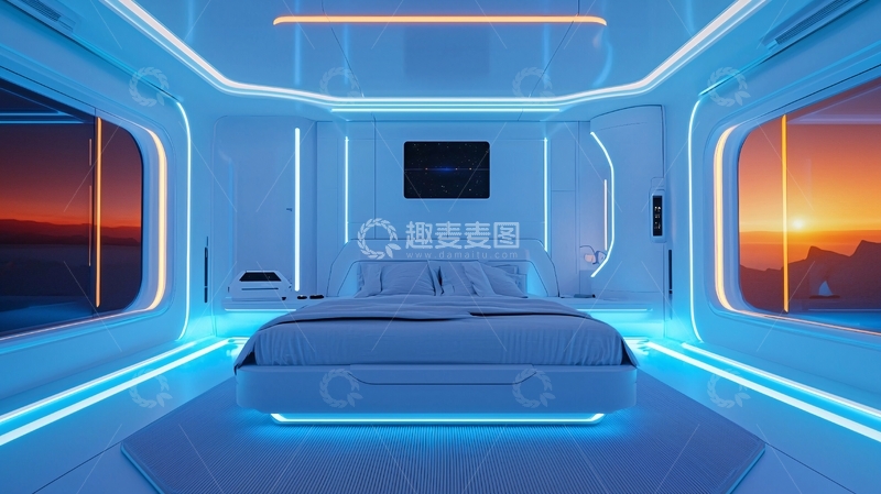高清大图下载【趣麦麦图】未来感卧室
